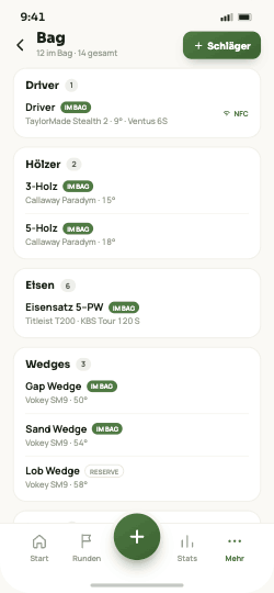 Bag mit Schlägern