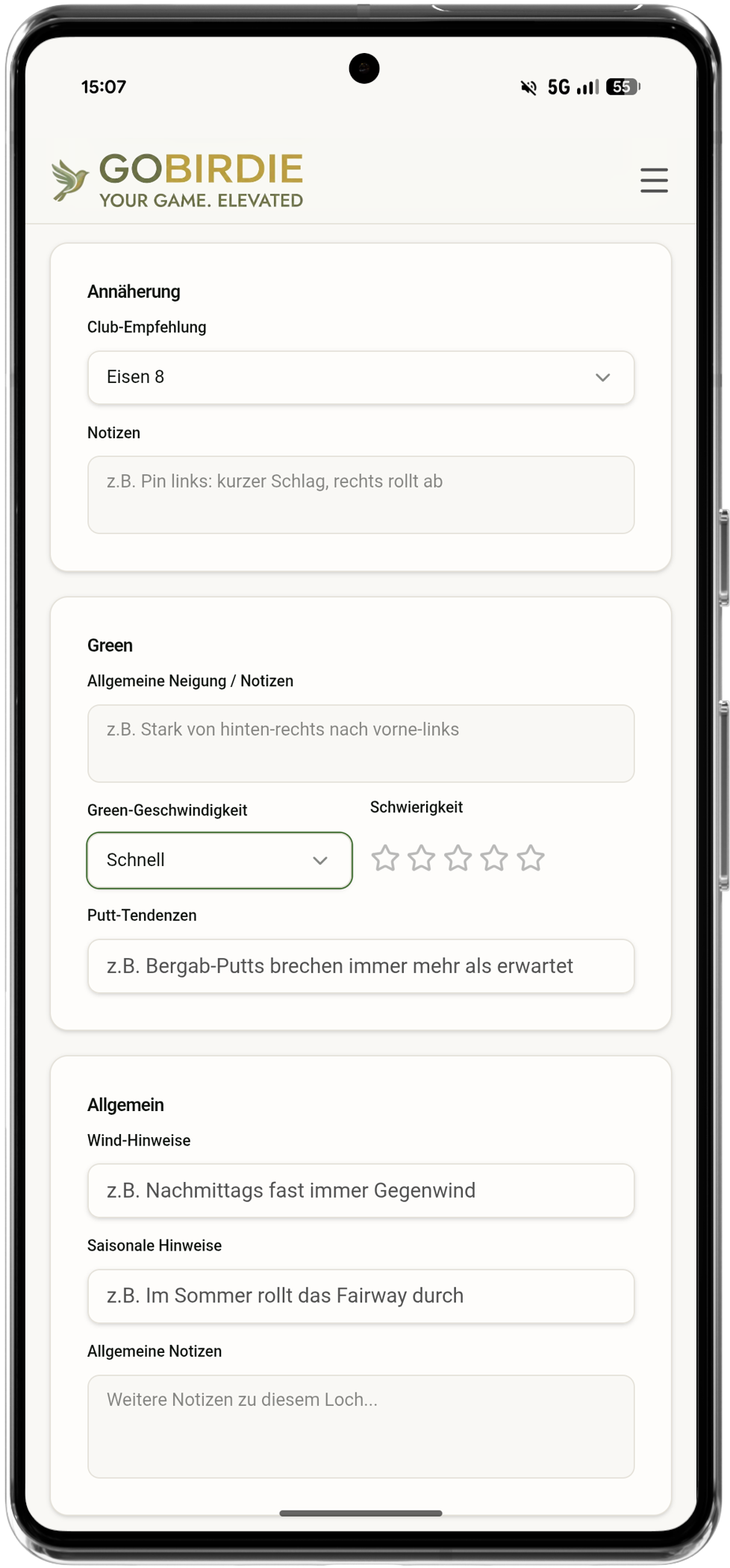 Caddie Book mit Platzkarte